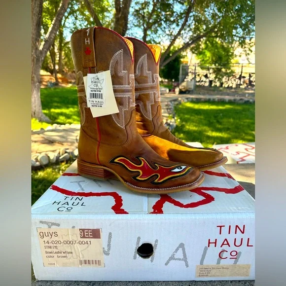 Tin Haul “stink eye” boots Killer, Sold-Out Model: TIN HAUL Stink Eye Flames Square Toe  main image 4